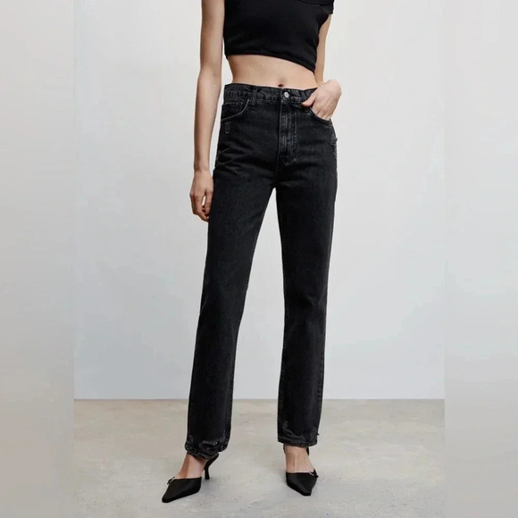 Mango Denim - Mango ripped high-rise straight jeans NWT
